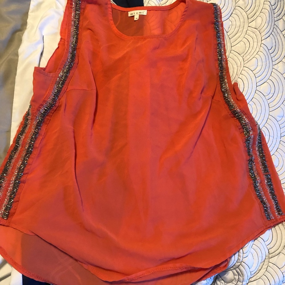 Sheer coral tank blouse